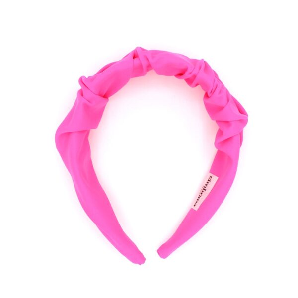 diadema rizada fluor rosa